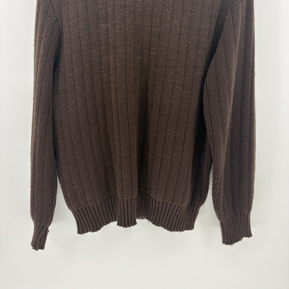 80s Cactus Mens XL Suede Leather Cable Knit Jacket Brown Full Zip Italy Style - Picture 14 of 14